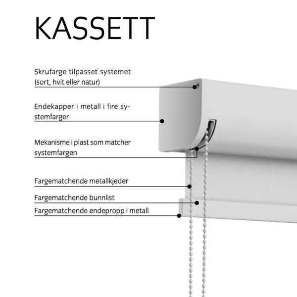 Rullegardin kasset spesifikasjoner